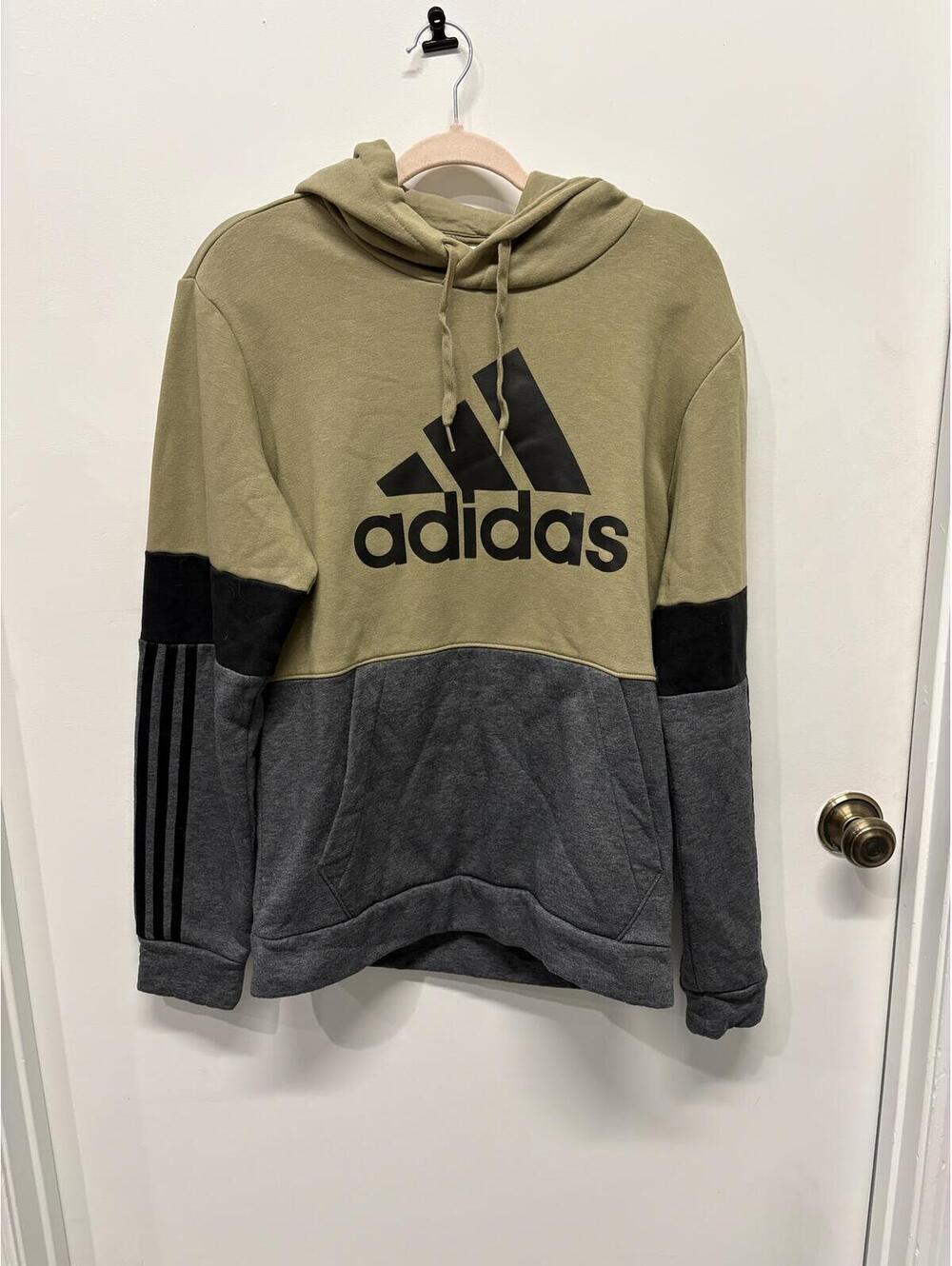 Adidas Pullover Hoodie Men's M Olive Green and Charcoal Gray Trefoil Logo